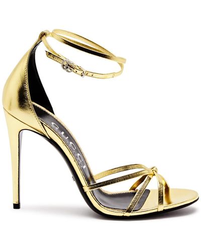 Gucci Isle 110 Metallic Leather Sandals