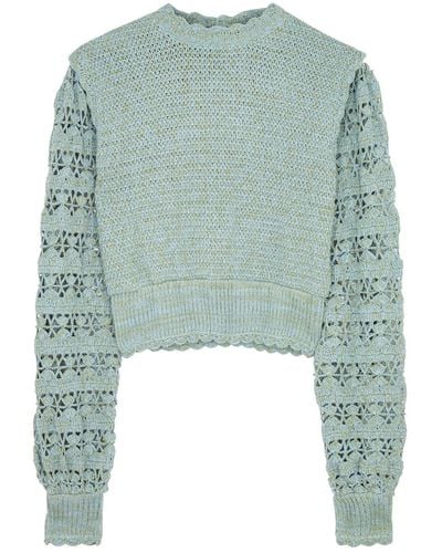 Hannah Artwear Layla Crochet-Panelled Cotton Jumper - Green
