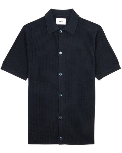 NN07 Nolan Knitted Shirt - Blue