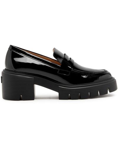 Stuart Weitzman Soho 75 Patent Leather Loafers - Black
