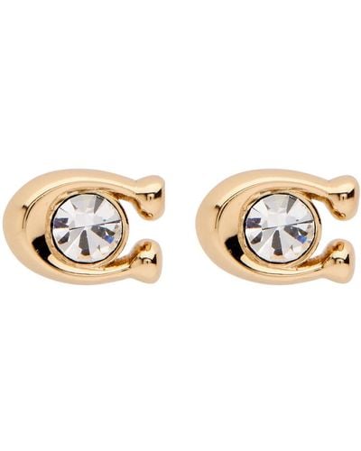 COACH Logo-Embellished Stud Earrings - Metallic