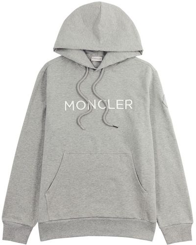 Moncler Logo Hooded Stretch-cotton Sweatshirt - Gray