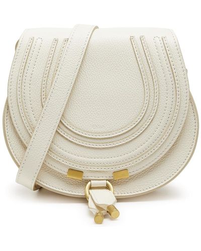 Chloé Marcie Small Leather Saddle Bag - White
