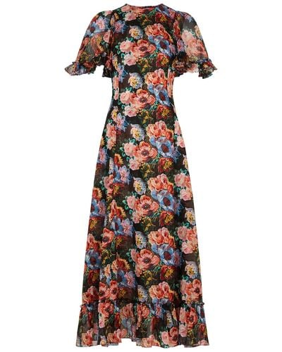 The Vampire's Wife Midnight Tremors Floral-Print Cotton Maxi Dress - Multicolor