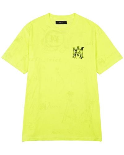 Amiri Neon Yellow Logo Cotton T-shirt