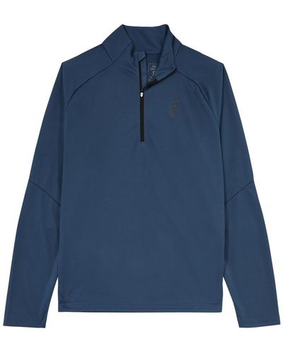 On Shoes Climate Half-Zip Stretch-Jersey Sweatshirt - Blue