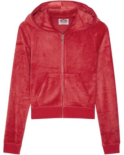 Juicy Couture Robyn Hooded Velour Sweatshirt - Red