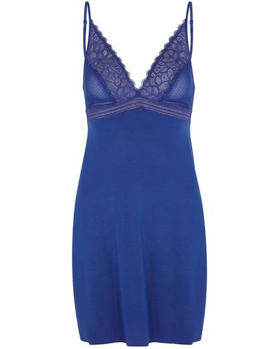 Wacoal Raffine Blue Lace And Jersey Chemise