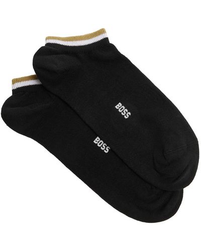 BOSS Striped Cotton-blend Trainer Socks - Black