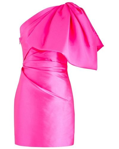 Solace London Marcela Bow-Embellished Faille Mini Dress - Pink
