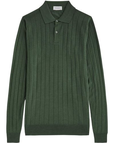 John Smedley Ade Wool Polo Shirt - Green