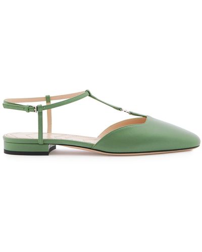 Gucci gg Marmont Leather Ballet Flats - Green