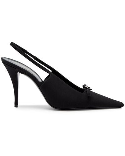 Saint Laurent Aston 95 Bow-embellished Slingback Court Shoes - Black