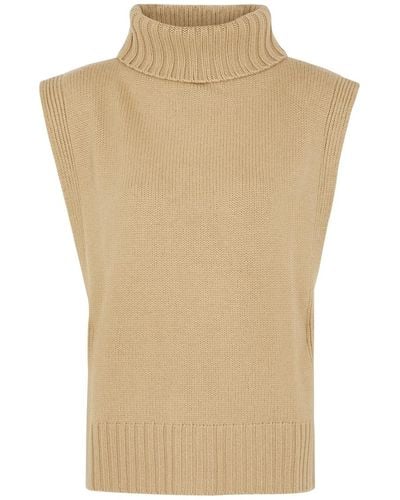 Vince Roll-neck Wool-blend Poncho - Natural