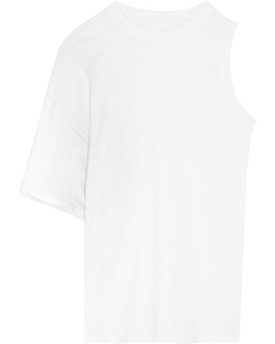 A.W.A.K.E. MODE Asymmetric One-Sleeve Cotton T-Shirt - White