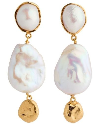 Joanna Laura Constantine Embellished 18Kt-Plated Drop Earrings - White
