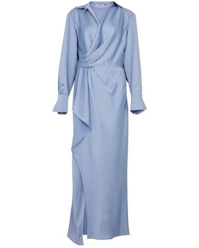 Jonathan Simkhai Talita Draped Satin Midi Dress - Blue