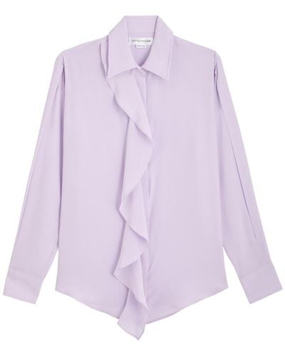 Victoria Beckham Ruffled Silk-Georgette Blouse - Purple