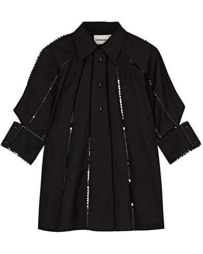 LOVEBIRDS Sparkle Sequin-embellished Twill Shirt - Black