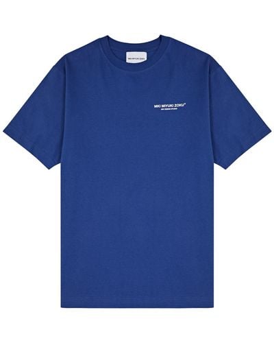 MKI Miyuki-Zoku Design Studio Logo Cotton T-shirt - Blue