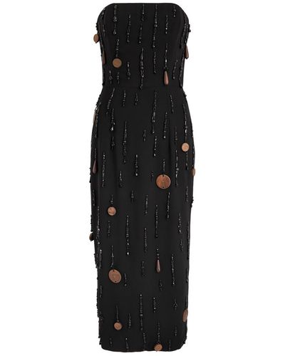 16Arlington Minelli Bead-Embellished Midi Dress - Black