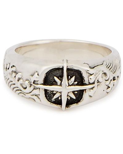 Clocks and Colours High Tide Engraved Sterling Ring - White