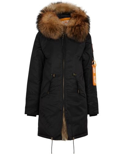 ARCTIC ARMY Luxe Fur-trimmed Padded Shell Parka - Black