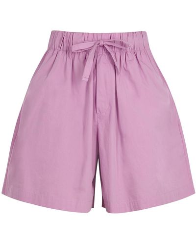 Tekla Poplin Pajama Shorts - Purple