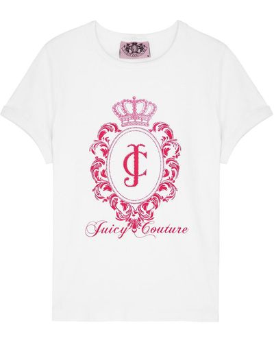 Juicy Couture Heritage Crest Logo Stretch-cotton T-shirt - White