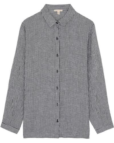 Eileen Fisher Checked Linen Shirt - Gray