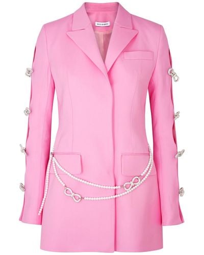 Mach & Mach Cut-out Embellished Wool Mini Blazer Dress - Pink
