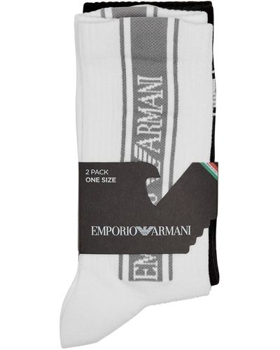 Emporio Armani Logo-intarsia Cotton-blend Socks - Grey