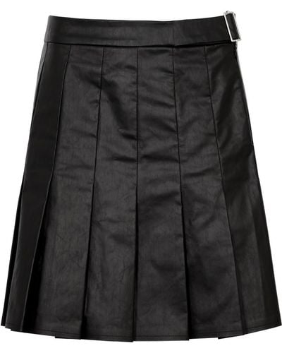 Kassl Pleated Faux Leather Mini Skirt - Black