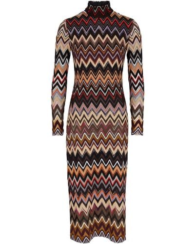 Missoni Zigzag-intarsia Wool-blend Midi Dress - Multicolor