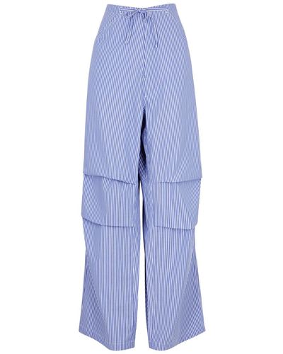 DARKPARK Daisy Striped Wide-leg Cotton Pants - Blue
