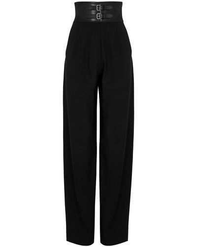 Alaïa Belted Stretch-wool Trousers - Black