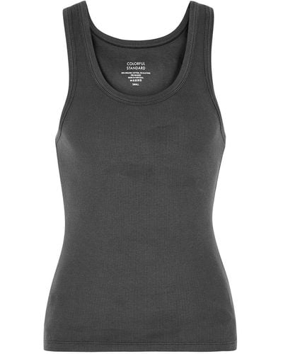 COLORFUL STANDARD Ribbed Stretch-Cotton Tank - Gray