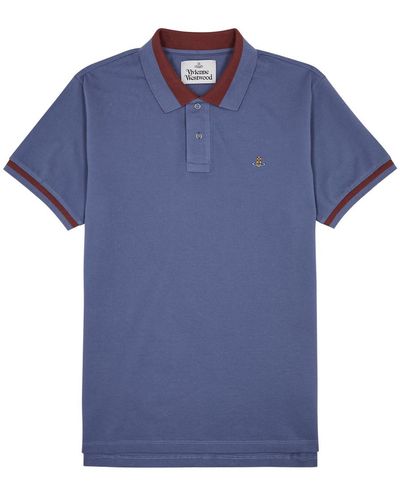 Vivienne Westwood Logo-embroidered Piqué Cotton Polo Shirt - Blue