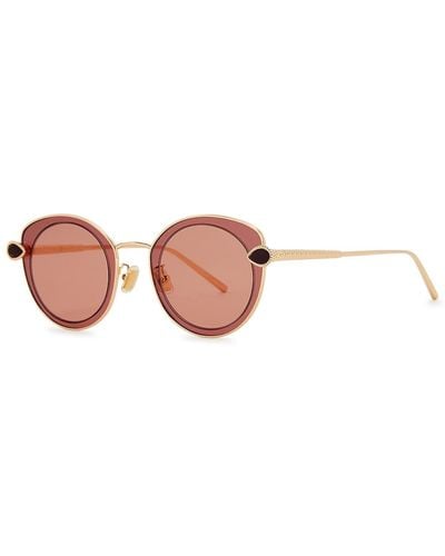 Boucheron Gold-plated Oval-frame Sunglasses, Sunglasses, , Metal - Pink