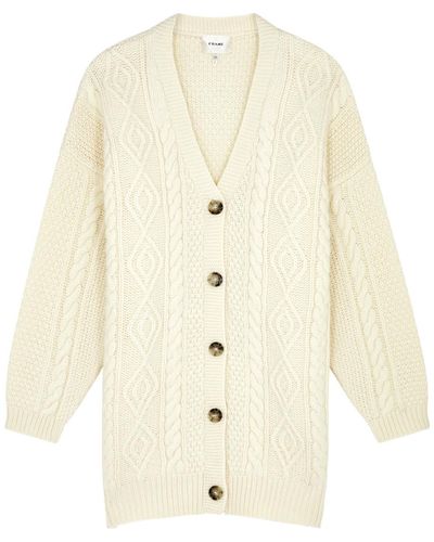 FRAME Cable-knit Wool Cardigan - White