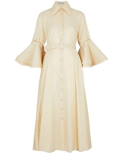 Palmer//Harding Hope Lace-up Cotton-blend Midi Dress - Natural
