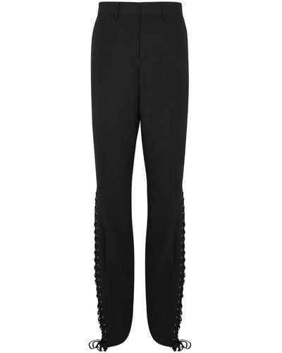Jean Paul Gaultier Lace-Up Straight-Leg Wool Trousers - Black
