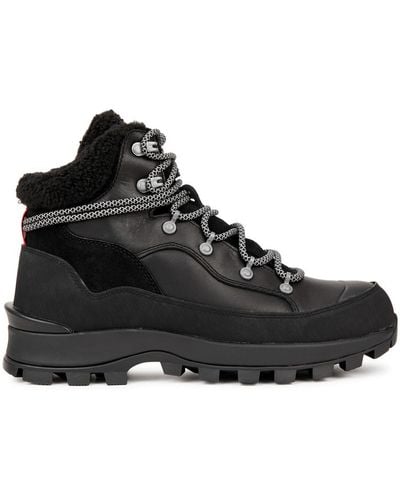 HUNTER Explorer Leather Hiking Boots - Black