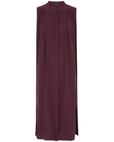 Eileen Fisher Silk-Georgette Midi Dress - Purple