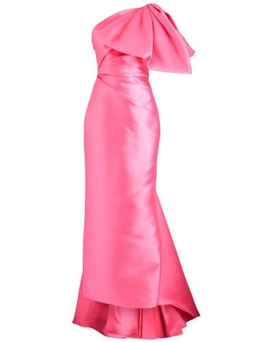 Solace London The Priya Bow-Embellished Faille Gown - Pink