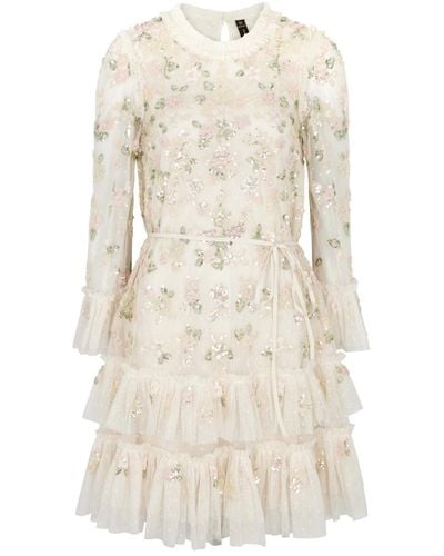 Needle & Thread Bloom Gloss Embellished Tulle Mini Dress - Natural