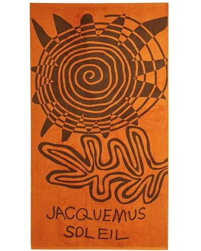 Jacquemus La Serviette Soleil Printed Cotton Beach Towel, Towel - Orange