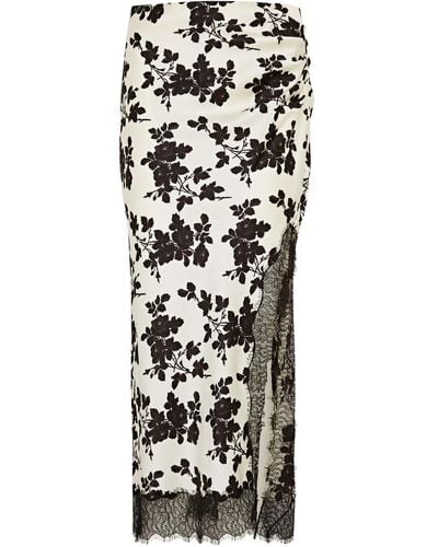 Veronica Beard Nasime Floral-print Stretch-silk Midi Skirt - Black