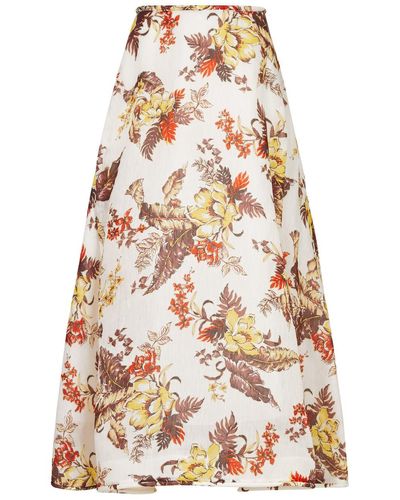 Zimmermann Matchmaker Printed Linen-blend Maxi Skirt - Multicolour