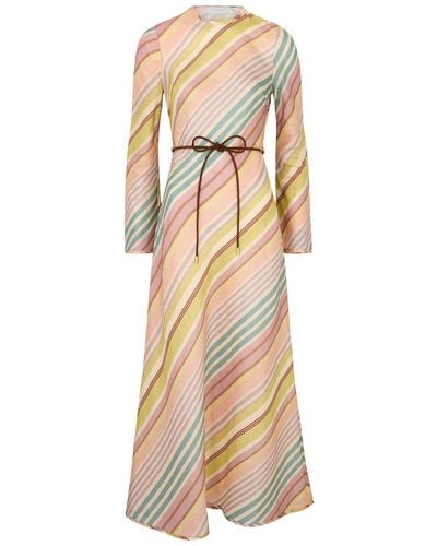 Zimmermann Halliday Striped Linen Maxi Dress - Natural